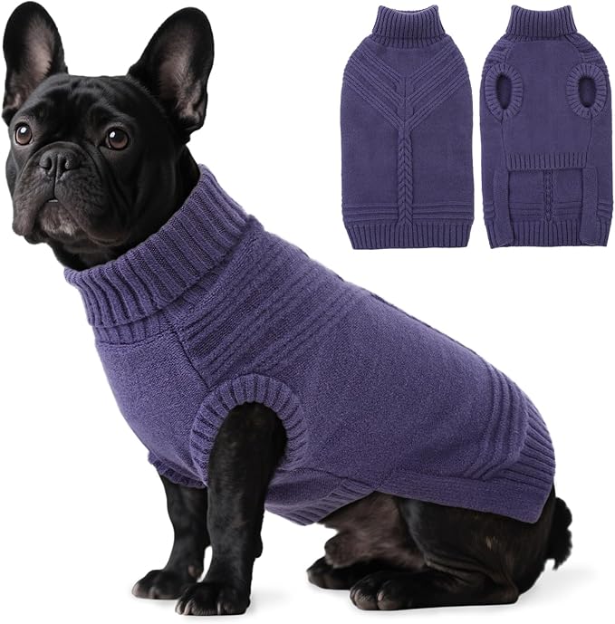 Dog Sweaters for Medium Dogs Male Female Pet Knitwear Classic Puppy Warm Pullover Turtleneck Cold Weather Clothes for Schnauzer(GrayishBlue, M)
