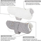 KYEESE Dog Coat Soft Pet Sweater for Cold Weather Waterproof Dogs Jacket with Fleece Lined Thick Cat Clothes with Pocket Windproof Dog Coats for Small Dogs Warm Pet Winter Puffer Coat with Leash Hole