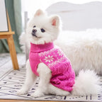 Warm Winter Pink Dog Sweater - Female Cold Weather Pet Clothes for Small Medium Large Dogs Girl Indoor Outdoor, Soft Classic Knit Puppy Apparel Coat