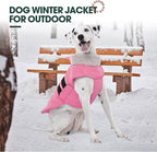 Kuoser Dog Coat, Dog Jackets for Large Dogs, Warm Winter Coat Cold Weather Coats, Doggie Snow Jacket Warm Pet Apparel Clothes for Golden Retriever Labrador, Pink XXXL