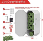 Dog Poop Bag Dispenser Wall Mount with 2Pcs Holders and 8 Rolls of Waste Bag, Metal, Corrosion-resistant, Combination Lock, Dark Gray, Suitable for Outdoor, Indoor, Raising Dogs