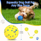 VINGVO Large Dog Balls Tennis Ball Toys 4 PCS Dogs Toys for Aggressive Chewers, 3" Teething Chew Toys Water Floating Ball Toy Bouncy Fetch Balls for Large Medium Small Dog and Puppies (4 Round)