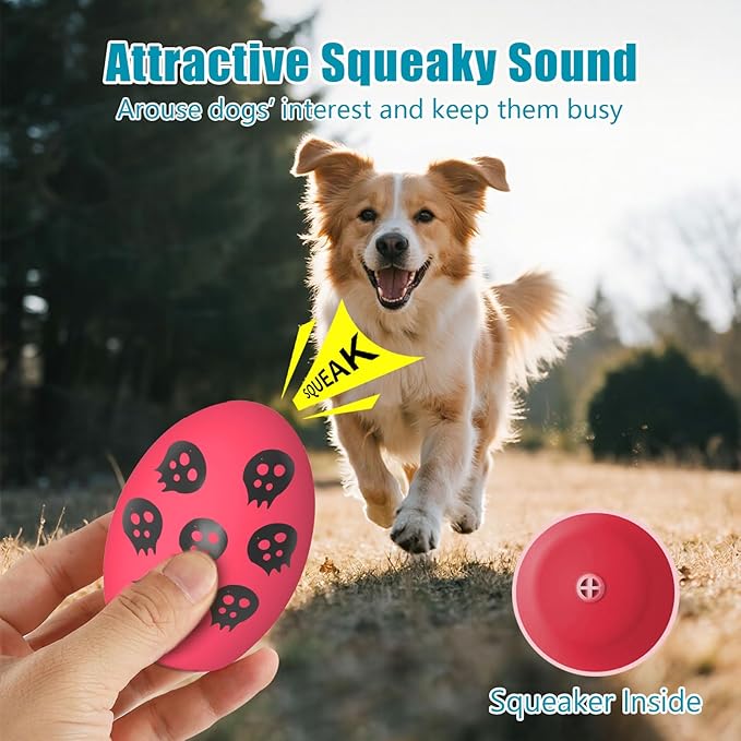 Dog Toys, Squeaky Latex Rubber Bouncy Balls, Squeaky Egg Dog Toys Balls, 3 Pack Interactive Squeak Dog Toy Set for Medium Large Breeds Dogs (3 Pack-B, Large)