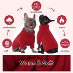 Large Dog Sweater - Turtleneck Thick Warm Doggie Christmas Sweater for Girl Boy Dogs (Red L)