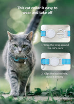 AirTag Cat Collar, Reflective Kitten Collar Breakaway Apple Air Tag Cat Collar, GPS Cat Collar with AirTag Holder and Bell, Lightweight Tracker Cat Collars for Girl Boy Cats Puppies (Luminous Blue)