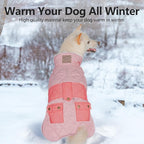 KYEESE Dog Coat Waterproof Dogs Jacket with Fleece Lined Thick Cat Clothes with Pocket Windproof Dog Coats for Small Dogs Warm Pet Winter Puffer Coat with Leash Hole Soft Pet Sweater for Cold Weather
