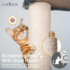 CAPHAUS Extra Wide, Tall Cat Activity Tree w/Two Top Perch, Scratching Posts, Multi-Level Play Tower for Cute Indoor Cats, 58-Inch Modern Cat Tree w/Cat Cave Condo, for Large Cats Kittens