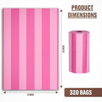 Parisian Pet Ecofriendly Dog Poop Bags Rolls - 320 Count Unscented Poop Bags For Dogs - Leakproof, Extra Thick, 16 Dog Waste Bags Refill Rolls - Striped Pink Doggie Poop Bags - Fits All Dispenser