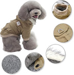 Warm Dog Hooded Trench Coat Windproof Parka Jacket for Cold Weather (M, Khaki)