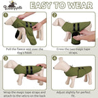 Queenmore Large Dog Sweaters, Soft Fleece Vest Pullover Dog Jacket with Leash Hole, Warm Winter Dogs Clothes Cold Weather Doggy Dachshund Sweater for Large Dogs Cats Boy or Girl (Army Green, L)