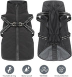 Mosucoirl Dog Raincoat Waterproof Dog Hoodie Reflective Dog Raincoat Hooded Adjustable Rain Jacket for Small Medium Large Dogs Puppies (Black, XL)
