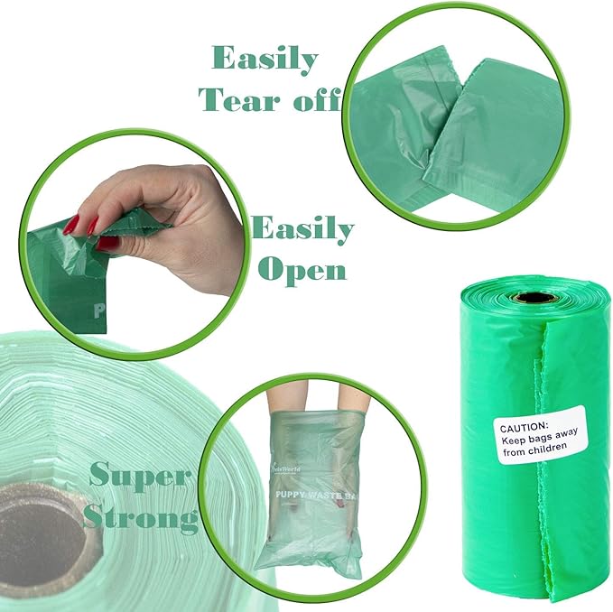 PETSWORLD Scented Dog Poop Bags, Biodegradable Waste Bags for Dogs with Dispenser and Leash Clip, Thick, Sturdy Leak-proof Poop Waste Bags, Odor Proof Bags in Cucumber Scent, 4000 Count Poop Bag Rolls