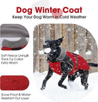 Nanaki Warm Dog Coats for Winter, Fleece Lined Furry Collar, Waterproof Reflective Dog Snowsuit with Leash Hole for Outdoor Walking Hunting, Easy On Cold Weather Puppy Jacket Vest, Beagle, Red L