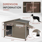 Outdoor Dog House, Weatherproof Wooden Kennel for Medium Dogs, Large Wooden Dog House with Chew-Proof Iron Frame, Removable Floor (Grey, 43.5"D x 29.5"W x 33.5"H) (Grey, 43.5" D x 29.5" W x 33.5" H)