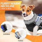 SlowTon Dog Jacket with Harness Built in - Waterproof Fleece Winter Warm Dog Coats for Small Medium Dogs, Reflective Adjustable Furry Puppy Vest Clothes for Outdoor Walking (Blue,M)