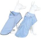MAMORE Dog Raincoat Reversible,Waterproof Dog Rain Coat Hooded Slicker Poncho with Reflective Strip, Plaid Double Layer Rain Jacket for Small Medium Large Dogs (Light Blue, Small)