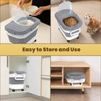 HOYTAMDA 20-30Lbs Rice Container,Collapsible Airtight Food Storage Containers with Wheels,Handle,Rice Storage Container with Small Bin and Scoop,Rice Dispenser for Flour Sugar Cereal Grain Dog Cat