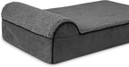 The Dog’s Bed Orthopedic Headrest Dog Bed Large Grey Plush, Memory Foam, Pain Relief for Arthritis, Hip & Elbow Dysplasia, Post Surgery, Lameness, Waterproof Washable Cover