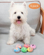 SCHITEC Squeaky Dog Toys, [6 Pack] Interactive Latex Rubber Squeak Ball Toy, Soft Fetch Play Balls for Puppy Small Dogs