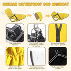 Dog Raincoat: Dog Rain Jacket with Reflective Harness & Removable Hood | Waterproof Dogs Rain Coat Poncho for Large Medium Small Dogs Puppies (Yellow - XL)