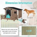 Dog House for Outdoor Use with Matel Frame, Waterproof Design- All-Weather Wooden Kennel with Sliding Window & Metal Frame (Brown, L)