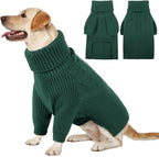 Queenmore Large Dog Sweater for Girl or Boy, Christmas Knitwear, Winter Puppy Sweatshirt, Pet Chunky Warm Coat for Small Medium Dogs, Green L