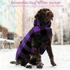 AOFITEE Dog Coat Plaid Dog Winter Coat for Small Dogs, Warm Dogs Jacket Christmas Sweater, Waterproof Pet Puffer Jacket, Reversible Pet Cold Weather Coats for Small Medium Large Pets, Purple M