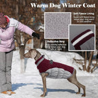 Lelepet Dog Coat Warm Dog Winter Coat Waterproof Dogs Jacket with Harness Built in Reflective Pet Fleece Vest Zip-Up Cold Weather Coats for Large Dogs Turtleneck & Windproof Coats Pitbull Wine Red 2XL