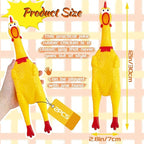 HEALTH & OUTDOORS Rubber Chicken Squeeze Squawking Chicken (2 Pack), 12-Inch Yellow Screaming Chicken Dog Toys, Prank Noise Maker Dog for Silly Novelty Party Favors, Games