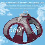 AIITLE Small Harness for Puppy with A Leash - Summer Dog Vest Harness with Super Breathable Mesh, Reflective No-Pull Pet Harness for Outdoor Walking, Camping for Small Dogs, Cats Burgundy XXS