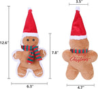 DODODOLA Squeaky Dog Toys Christmas Dog Toys with Crinkle Paper Cute Stuffed Gingerbread Man Gift Dog Plush Toys Chew Toys for Small, Medium, Large Dogs Breed