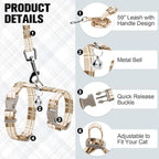 BEAUTYZOO Cat Harness and Leash Set Escape Proof for Walking, Kitten Soft Adjustable Vest Harnesses for Small Medium Large Cats, Easy Control Breathable Plaid Ribbon Nylon for Outdoor Indoor Use