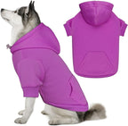 Dog Hoodie Dog Sweaters for Large Dogs Pet Sweater Solid Soft Brushed Fleece Pet Clothes Hoodie Sweatshirt with Pocket(Purple-XXL)