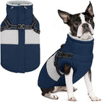 SUNFURA Small Dog Coat with Harness Built in, Warm Dog Jacket Winter with Zipper On Back, Waterproof Pet Snow Jacket Snowsuit Pet Sweater Clothes for Schnauzer, Yorkshire Terrier, Navy Blue S