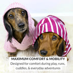 DJANGO Dog Hoodie – Warm, Lightweight, Soft & Stretchy Dog Sweater with Hood, Harness Hole & Elastic Waistband – Cozy Sweatshirt for Small Dogs up to 25 lbs, Dachshunds & Puppies – Blush Pink, X-Small