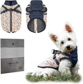 Dog Winter Coat for Small & Medium Dogs (Up to 31lb), Waterproof Dog Coat with Harness, Puppies Windproof Puppy Puffer Jacket, Snowsuit for Dachshund,Frenchie, Corgi (Paw Blue, 2XLarge)