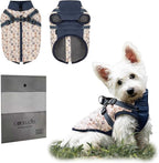 Dog Winter Coat for Small & Medium Dogs (Up to 31lb), Waterproof Dog Coat with Harness, Puppies Windproof Puppy Puffer Jacket, Snowsuit for Dachshund,Frenchie, Corgi (Paw Blue, 2XLarge)