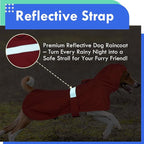 MIGOHI Dog Rain Coat, Hooded Rain Jacket for Dog | Adjustable Hood and Hind Leg Straps Dogs Rain Coat, Reflective Strap for Night Walking, Red, XL