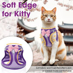 Cat Vest Harness and Leash Set for Walking Escape Proof, Adjustable Kitten Harness Breathable Mesh with Reflective Strips Harness for Kitty Puppy Bunny (Purple, S)