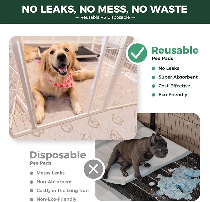 FXW Washable Pee Pads for Dogs, Puppy Pads with Super Absorbent, Specifically Designed for FXW Rollick/Homeplus 32/40/45inch 8 Panels Dog Playpen, 34" Octagon, Khaki, 2 Packs