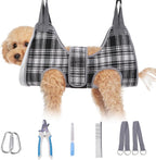 BEAUTYZOO Dog Grooming Hammock, Small Dog Sling for Nail Trimming, Dog Hanging Harness for Claw Care with Thick Fabric Neck Support Wide Strap Restraint Cat Grooming Hammock, Black XS