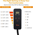 Toozey Pet Heating Pad, 6 Adjustable Temperature Dog Cat Heating Pad with Timer, Waterproof Heated Dog Bed with Chew Resistant Cord, Indoor Electric Pet Heated Mat 28x20in