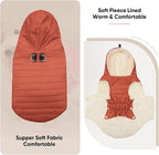 Fleece Lining Dog Hoodie with Harness Built in,Extra Warm Small Dog Jacket in Winter Puppy Coats with Drawstring Hooded,Orange M