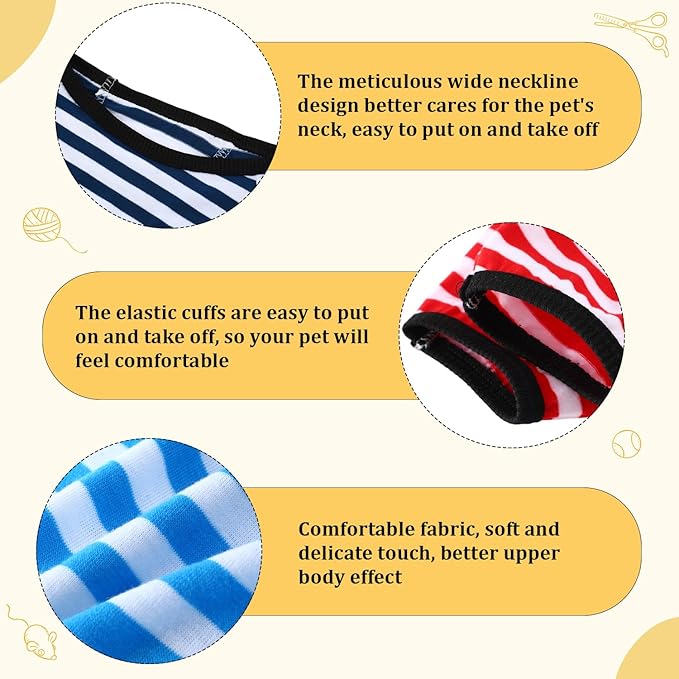 Geyoga 6 Pieces Dog Striped T-Shirt Cotton Breathable Pet Apparel Colorful Puppy Sweatshirt Clothes for Small to Medium Dogs Puppy (Dark Color,L)