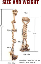 Pure Natural Hemp Rope Dog Toys, Aggressive Chewers, Indestructible, Unbreakable, Sturdy and Chemical Free Toys, Tug of War Pull Rope-Set of 2