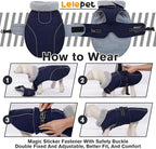 Lelepet Warm Dog Coat Waterproof Dog Jacket for Medium Dogs Reflective Fleece Vest with Adjustable Buckle Hook & Loop Windproof Cold Weather Coats for Small Medium Large Dogs, Navy Blue, M