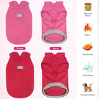 Idepet 2 Pack Dog Fleece Vest Sweater Warm Pullover Jacket with D-Ring Leash Reflective Winter Coat Hoodie for French Bulldog Pug Chihuahuas Yorkies Dachshunds(Red&Rose Red,Large-French Bulldog)
