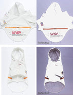 ChoChoCho NASA Dog Raincoat, Reflective Water Proof Rain Jacket, Costume, Clothes, Pet Stylish Streetwear Outfit for Cat Puppy Small Medium Large (White, 3XL)
