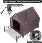 Dog House Outdoor, Chew-Proof Metal Frame Dog Kennel Shelter for Large Breeds,Weatherproof (Grey-I, Large)