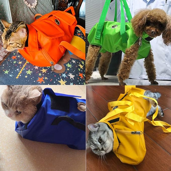 Cat’s Restraint Bag for Claw Care Nail Trimming Anti-Scratching Grooming Bag for Cats Medical Examination(Yellow-m)